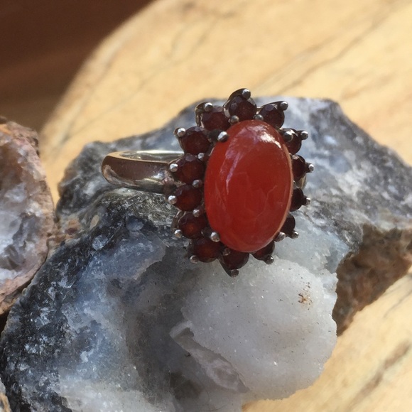 Jewelry - Gorgeous Carnelian Garnet Sterling 925 Silver Ring